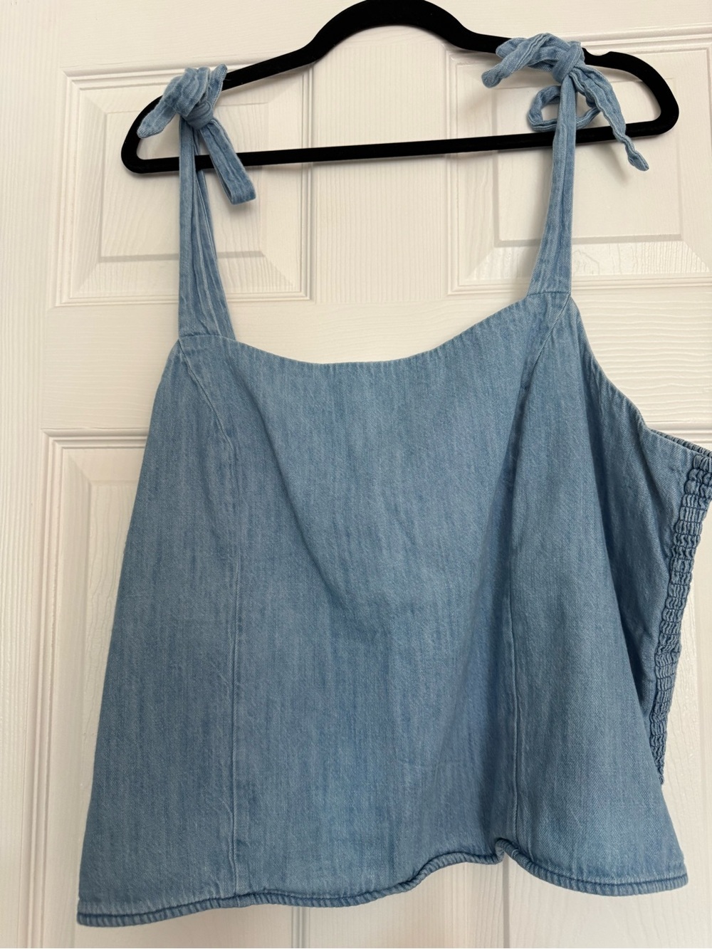 Light Blue Denim Tie-Strap Women's Top